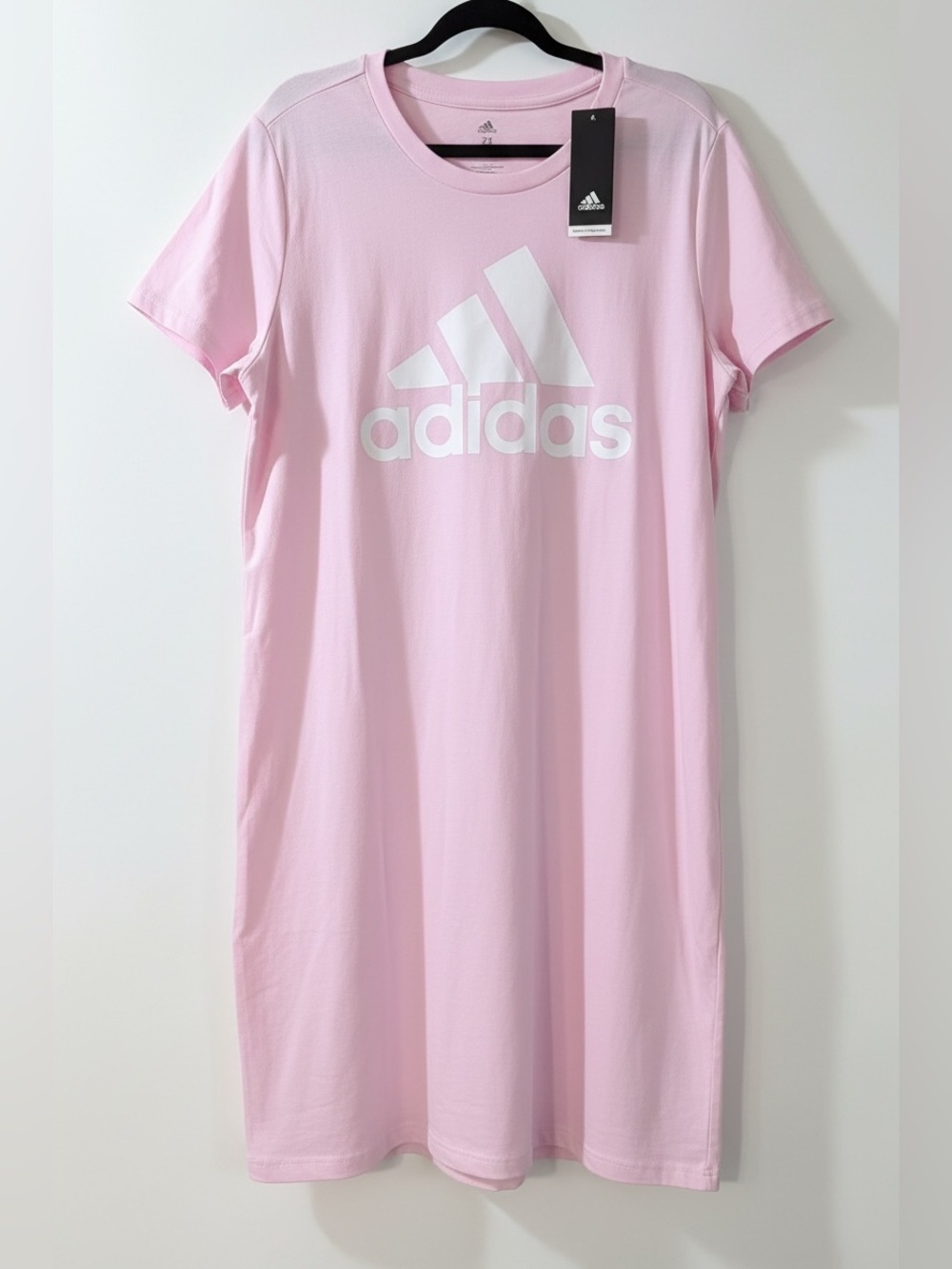 NWT Adidas Plus Size Pink Logo Essentials Dress Cotton 2X New